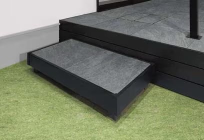 LIXIL　軒　ウッドデッキ　モダン　おしゃれ　エクステリア　愛知・名古屋の外構専門店パートナーホームのエクステリア　製品一覧　タイルデッキ　独立ステップ|パートナーホーム