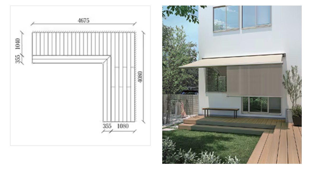 LIXIL　ガーデンスペース　ウッドデッキ　タイルデッキ　モダン　おしゃれ　エクステリア　愛知・名古屋の外構専門店パートナーホームのエクステリア　製品一覧　デッキDC　PLAN カラー：クリエラスクR 仕様：束柱B／標準束柱|パートナーホーム
