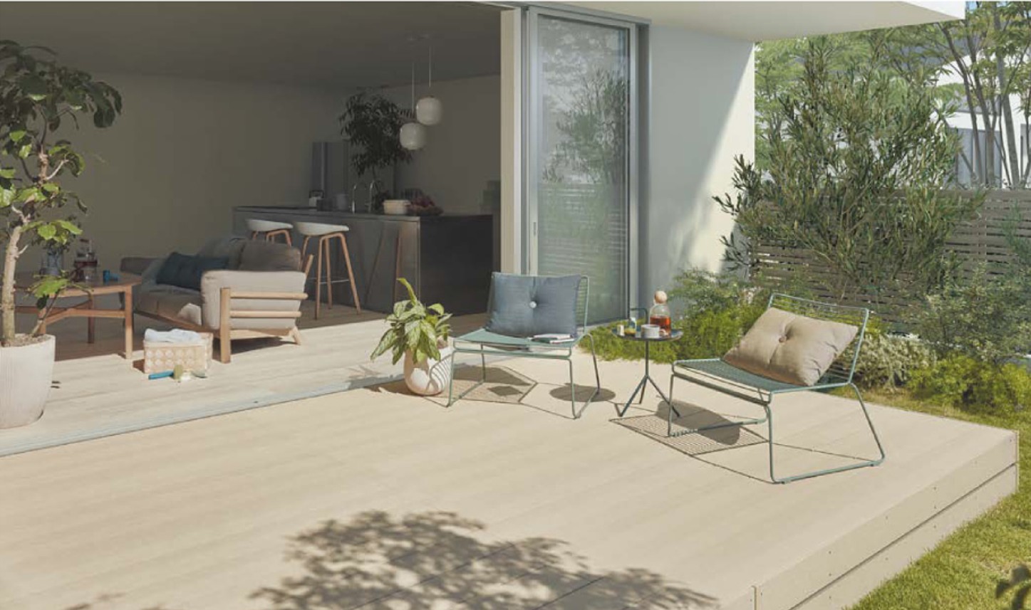 LIXIL　ガーデンスペース　ウッドデッキ　タイルデッキ　モダン　おしゃれ　エクステリア　愛知・名古屋の外構専門店パートナーホームのエクステリア　製品一覧　樹ら楽ステージ　フル画像|パートナーホーム