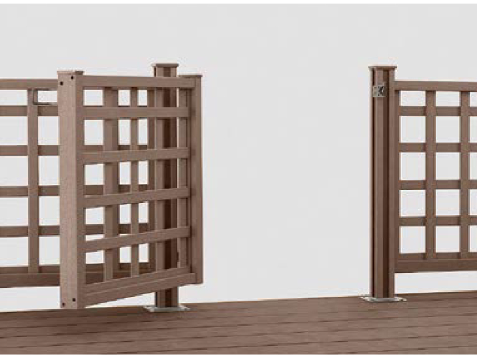 LIXIL　ガーデンスペース　ウッドデッキ　モダン　おしゃれ　エクステリア　愛知・名古屋の外構専門店パートナーホームのエクステリア　製品一覧　ウッドパーティション　デッキ上をぐるっとウッドパーティションで囲んでも、エントランスや庭への動線を確保できます。|パートナーホーム