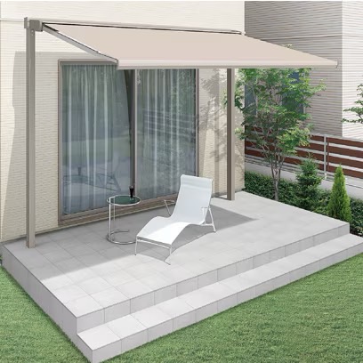 LIXIL　軒　ウッドデッキ　モダン　おしゃれ　エクステリア　愛知・名古屋の外構専門店パートナーホームのエクステリア　製品一覧　彩風C型　使用時|パートナーホーム