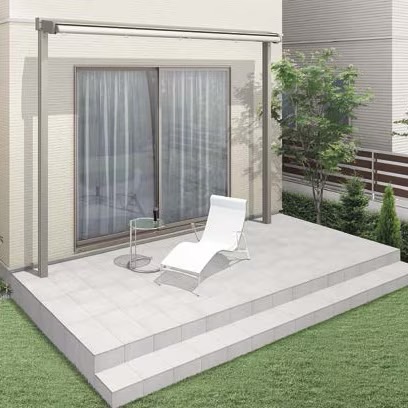 LIXIL　軒　ウッドデッキ　モダン　おしゃれ　エクステリア　愛知・名古屋の外構専門店パートナーホームのエクステリア　製品一覧　彩風　CR型　収納時|パートナーホーム