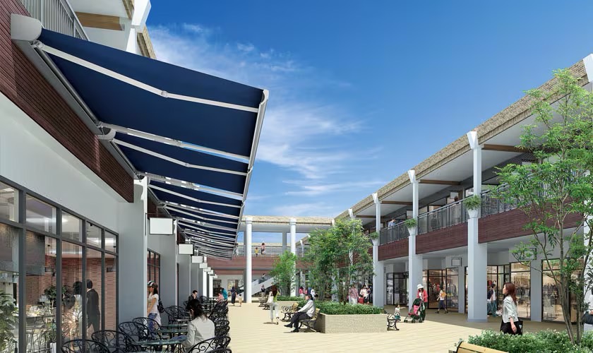 LIXIL　軒　ウッドデッキ　モダン　おしゃれ　エクステリア　愛知・名古屋の外構専門店パートナーホームのエクステリア　製品一覧　彩風　L型　彩風L型ボックスタイプ 間口2.0間×2.0m 手動式 アクアシャインキャンバス 本体価格 \350,400（ネイビーブルーB）|パートナーホーム