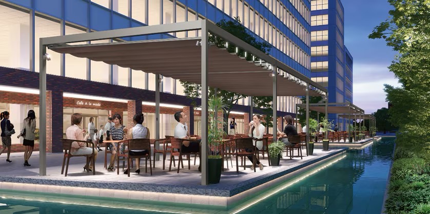 LIXIL　モダン　おしゃれ　エクステリア　愛知・名古屋の外構専門店パートナーホームのエクステリア　製品一覧　独立オーニング　昼は日よけとして利用し、夜は開放感を味わえる空間として。照明のライトアップで、夜でも落ち着きのある空間を演出します。|パートナーホーム