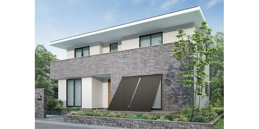 LIXIL　モダン　おしゃれ　エクステリア　愛知・名古屋の外構専門店パートナーホームのエクステリア　製品一覧　スタイルシェード　GRACE STYLE（グレーススタイル） 上質な雰囲気の邸宅スタイル。シックで上品なブラウンのボーダーが調和。|パートナーホーム