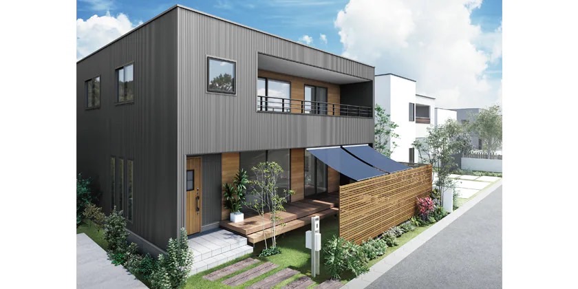 LIXIL　モダン　おしゃれ　エクステリア　愛知・名古屋の外構専門店パートナーホームのエクステリア　製品一覧　スタイルシェード　天井付 カラビナ固定タイプ 18628 インディゴデニム|パートナーホーム