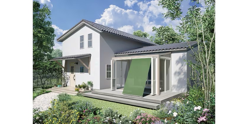 LIXIL　モダン　おしゃれ　エクステリア　愛知・名古屋の外構専門店パートナーホームのエクステリア　製品一覧　スタイルシェード　ガーデンルーム付 デッキ固定タイプ 18628 フォレストグリーン|パートナーホーム