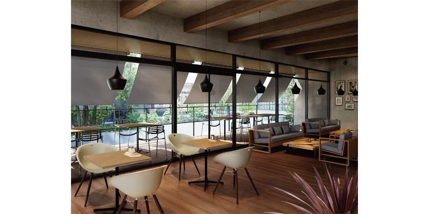 LIXIL　モダン　おしゃれ　エクステリア　愛知・名古屋の外構専門店パートナーホームのエクステリア　製品一覧　スタイルシェード　天井付 手すり固定タイプ 18620 ナチュラルブラウン|パートナーホーム