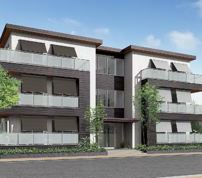 LIXIL　モダン　おしゃれ　エクステリア　愛知・名古屋の外構専門店パートナーホームのエクステリア　製品一覧　スタイルシェード　1F・2F 左 天井付 手すり固定タイプ 16520 ノーブルブラウン 右 天井付 手すり固定タイプ 16520 シェールグレー 3F 左 枠付 手すり固定タイプ 16520 ノーブルブラウン 右 枠付 手すり固定タイプ 16520 シェールグレー|パートナーホーム