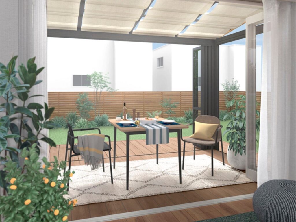 LIXIL　ガーデンファニチャーTYPE 010・011【外構エクステリア商品】LIXIL　モダン　おしゃれ　エクステリア　愛知・名古屋の外構専門店パートナーホームのエクステリア　製品一覧　ガーデンファニチャー　TYPE 011　設置イメージ|パートナーホーム