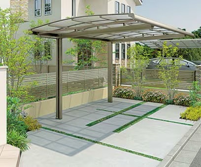 LIXIL　カースペース　モダン　おしゃれ　エクステリア　愛知・名古屋の外構専門店パートナーホームのエクステリア　製品一覧　カースペース用タイル　カーフロア　コンクリート施工|パートナーホーム