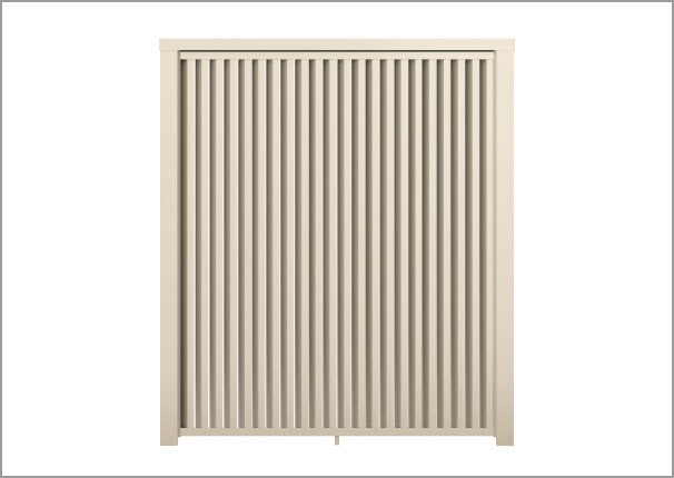 三協アルミ　モダン　おしゃれ　エクステリア　愛知・名古屋の外構専門店パートナーホームのエクステリア　製品一覧　X.スタイル（クロス.スタイル）　スクリーンユニット　6型（たて角度格子タイプ） たて格子デザインの半目隠しタイプで、斜めスリットの格子が正面からの視線を抑えます。|パートナーホーム