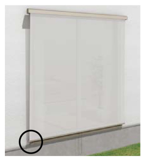 LIXIL　モダン　おしゃれ　エクステリア　愛知・名古屋の外構専門店パートナーホームのエクステリア　製品一覧　スタイルシェード　フック固定タイプ シェードを降ろしてボトムバーをフックに引つ掛けます。 オプションの中間フックを取り付ければ半開も可能です。|パートナーホーム