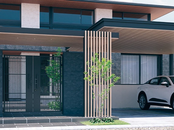 三協アルミ　X.スタイル　デザイン格子・機能ユニット【外構エクステリア商品】|三協アルミ　モダン　おしゃれ　エクステリア　愛知・名古屋の外構専門店パートナーホームのエクステリア　製品一覧　X.スタイル（クロス.スタイル）　デザイン格子　たて格子　外付けタイプ　サムネイル|パートナーホーム