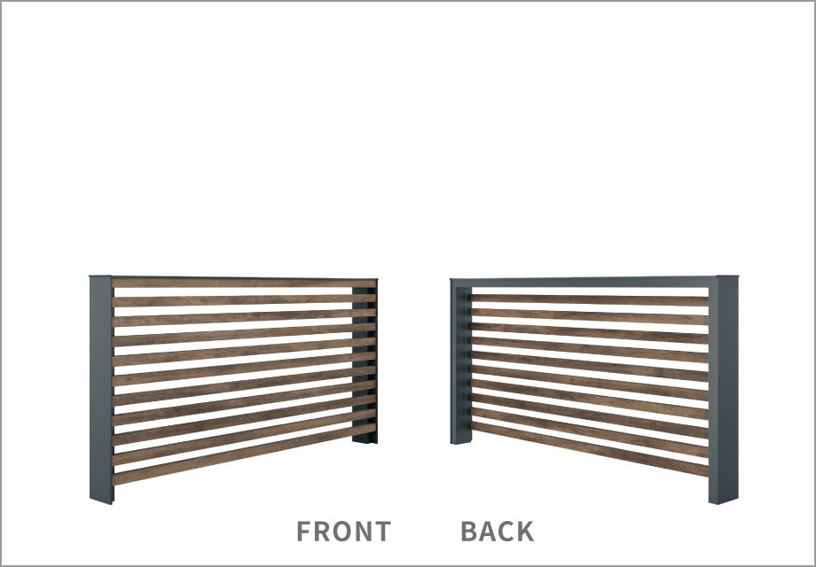 2型（横格子）　三協アルミ　モダン　おしゃれ　エクステリア　愛知・名古屋の外構専門店パートナーホームのエクステリア　製品一覧　X.スタイル（クロス.スタイル）　門袖　ベーシックな木調の横格子デザインでナチュラルに視線を遮ります。　ローウォール|パートナーホーム