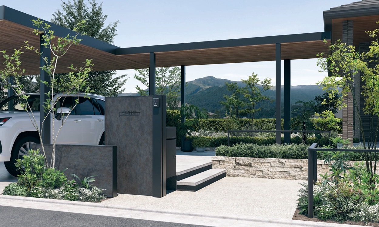 三協アルミ　モダン　おしゃれ　エクステリア　愛知・名古屋の外構専門店パートナーホームのエクステリア　製品一覧　X.スタイル（クロス.スタイル）　門袖　 ウォール・ローウォール3型（大判タイル） ウォール・ローウォール3型（大判タイル） ウォール3型（大判タイル）：1015（W1007／H1510）／ローウォール3型（大判タイル）：1507（W1507／H760）／TFK（スチールダーク・ブラック）|パートナーホーム