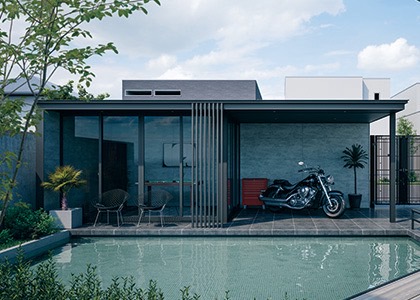 三協アルミ　モダン　おしゃれ　エクステリア　愛知・名古屋の外構専門店パートナーホームのエクステリア　製品一覧　X.スタイル（クロス.スタイル）　ガーデンルーム　テラス連結 使い勝手に合わせて自在に組み合わせが可能。|パートナーホーム