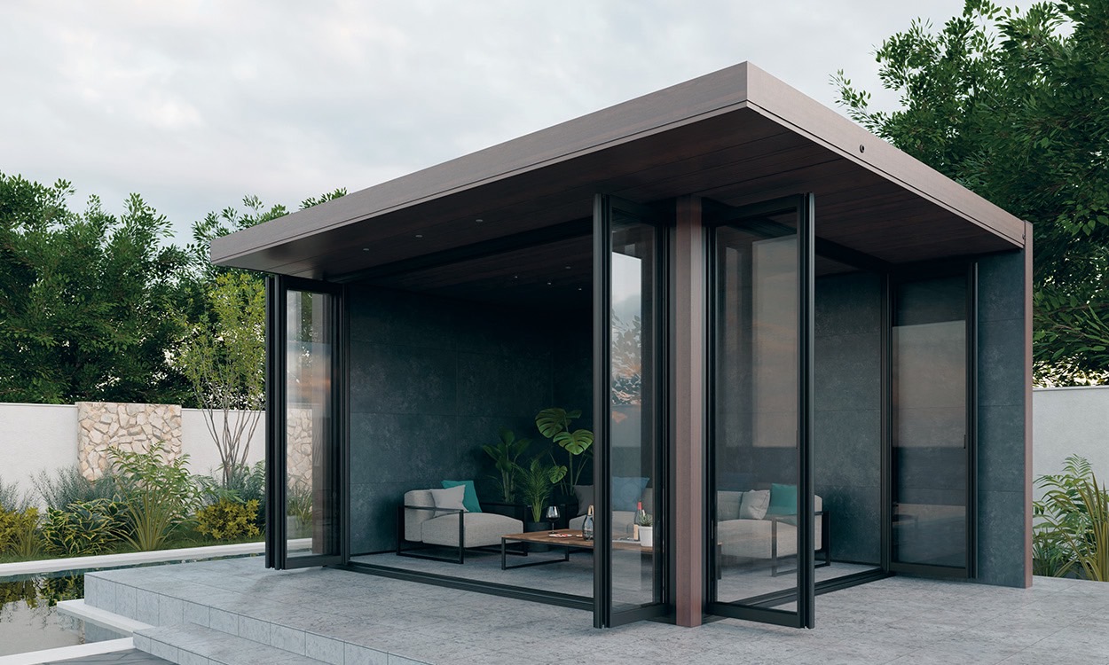 三協アルミ　モダン　おしゃれ　エクステリア　愛知・名古屋の外構専門店パートナーホームのエクステリア　製品一覧　X.スタイル（クロス.スタイル）　ガーデンルーム　 ガーデンルーム ガーデンルーム：トラッドオーク（FA）（天井材：トラッドオーク（FA））|パートナーホーム