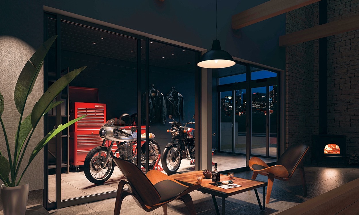 三協アルミ　モダン　おしゃれ　エクステリア　愛知・名古屋の外構専門店パートナーホームのエクステリア　製品一覧　X.スタイル（クロス.スタイル）　ガーデンルーム　 ガーデンルーム／デザインウォール（形材パネル） ＜Night Scene＞ ガーデンルーム・デザインウォール（形材パネル）：ブラック（KC）（天井材：ブラック（KC））|パートナーホーム