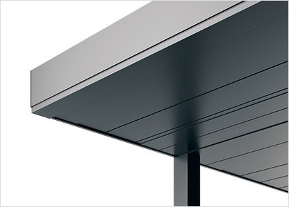 テラス　三協アルミ　モダン　おしゃれ　エクステリア　愛知・名古屋の外構専門店パートナーホームのエクステリア　製品一覧　X.スタイル（クロス.スタイル）　ガーデンルーム　軒 屋根軒納まりにより夏の日射を遮り、快適な空間をつくります。|パートナーホーム