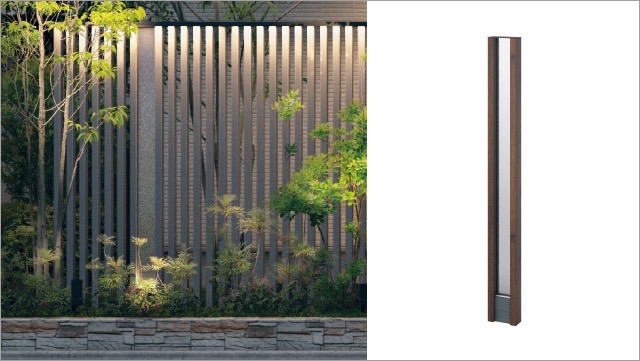 三協アルミ　モダン　おしゃれ　エクステリア　愛知・名古屋の外構専門店パートナーホームのエクステリア　製品一覧　門まわり装飾　マクリズム　ガラスパネル 異素材の組み合わせで個性的な演出ができるガラスパネルです。LED照明を内蔵して美しいナイトシーンの演出が可能です。|パートナーホーム