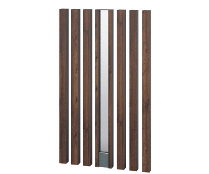 三協アルミ　モダン　おしゃれ　エクステリア　愛知・名古屋の外構専門店パートナーホームのエクステリア　製品一覧　門まわり装飾　マクリズム　枕木材＋ガラスパネル|パートナーホーム