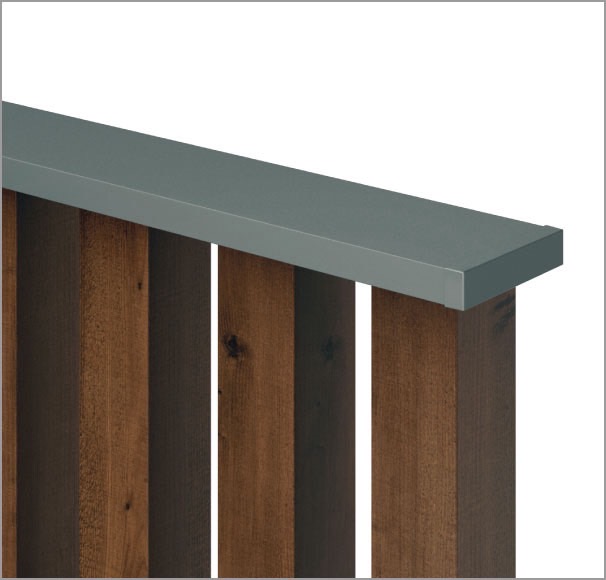 三協アルミ　モダン　おしゃれ　エクステリア　愛知・名古屋の外構専門店パートナーホームのエクステリア　製品一覧　門まわり装飾　マクリズム　同色の端部キャップや枕木連結カバー同士をつなぐ直線連結キャップも用意しています。|パートナーホーム