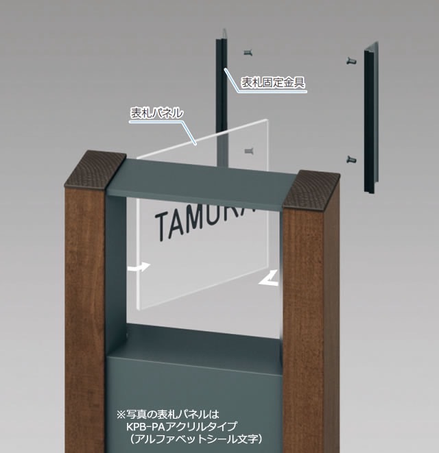 三協アルミ　モダン　おしゃれ　エクステリア　愛知・名古屋の外構専門店パートナーホームのエクステリア　製品一覧　門まわり装飾　マクリズム　機能門柱　取りはずし ①背面の表札固定金具を固定しているねじをはずし、表固定金具を取りはずします。 ②溝部から表札パネルを取りはずします。|パートナーホーム