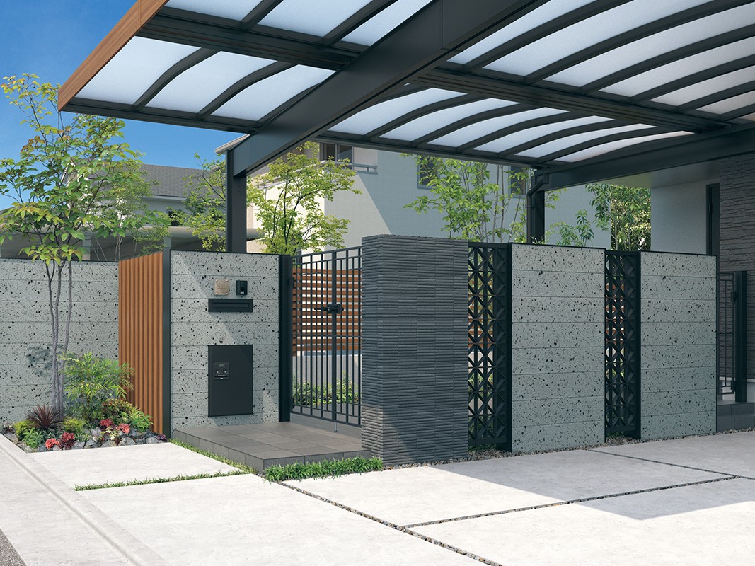 三協アルミ　門袖　みられ／MIRARE【外構エクステリア商品】|三協アルミ　モダン　おしゃれ　エクステリア　愛知・名古屋の外構専門店パートナーホームのエクステリア　製品一覧　門まわり装飾　みられ／MIRARE　サムネイル|パートナーホーム