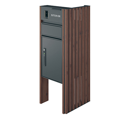 三協アルミ　モダン　おしゃれ　エクステリア　愛知・名古屋の外構専門店パートナーホームのエクステリア　製品一覧　機能ポール フレムス Light　サイドスクリーン付きタイプ 大容量ボックスの気になる側面部を隠し、意匠性をアップさせるサイドスクリーン付きタイプ|パートナーホーム