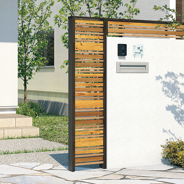 三協アルミ　モダン　おしゃれ　エクステリア　愛知・名古屋の外構専門店パートナーホームのエクステリア　製品一覧　門まわり装飾　フィオーレ　スクリーン 高さ4サイズと幅2サイズをご用意。8つの格子デザインで片面・両面意匠が選べます。|パートナーホーム