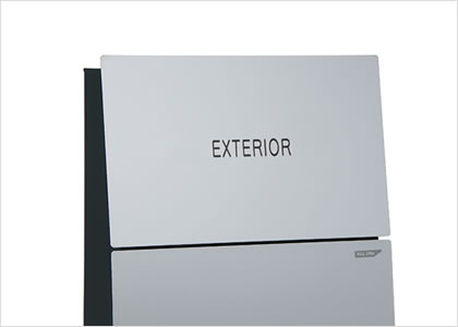 三協アルミ　モダン　おしゃれ　エクステリア　愛知・名古屋の外構専門店パートナーホームのエクステリア　製品一覧　機能ポール ステイム　目隠しカバーパネル ＆ 表札部 インターホンを取り付けない場合に使用するカバーパネルです。 ●当社推奨品以外のテレビインターホン・インターホンを取り付ける場合は、目隠しカバーパネルの上に取り付ける外付け仕様になります。|パートナーホーム