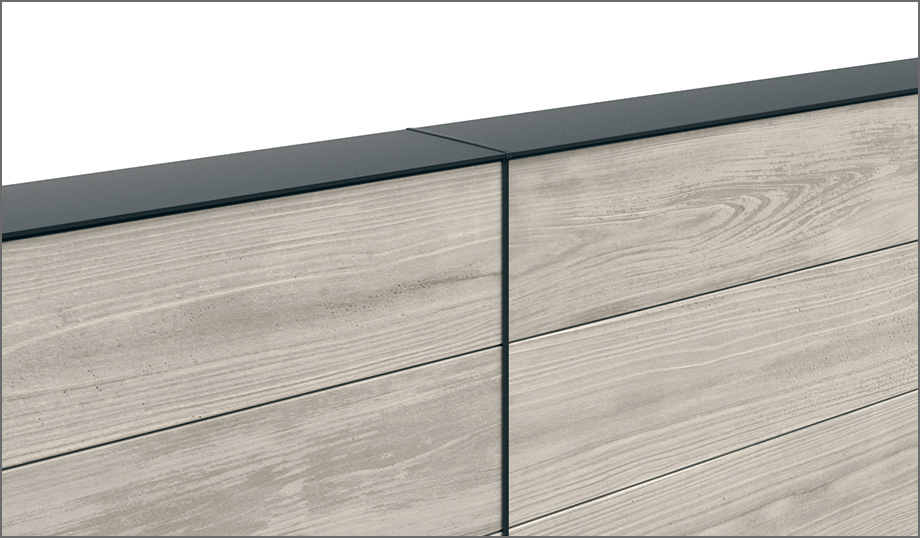 三協アルミ　モダン　おしゃれ　エクステリア　愛知・名古屋の外構専門店パートナーホームのエクステリア　製品一覧　門まわり装飾　みられ／MIRARE　連結キャップ・目地部材 9mm幅の連結キャップと8mm幅の目地材により、連結部分においてもスタイリッシュなイメージを損ないません。|パートナーホーム