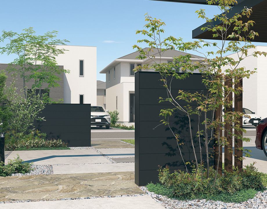 三協アルミ　モダン　おしゃれ　エクステリア　愛知・名古屋の外構専門店パートナーホームのエクステリア　製品一覧　門まわり装飾　みられ／MIRARE　ｖ|パートナーホーム