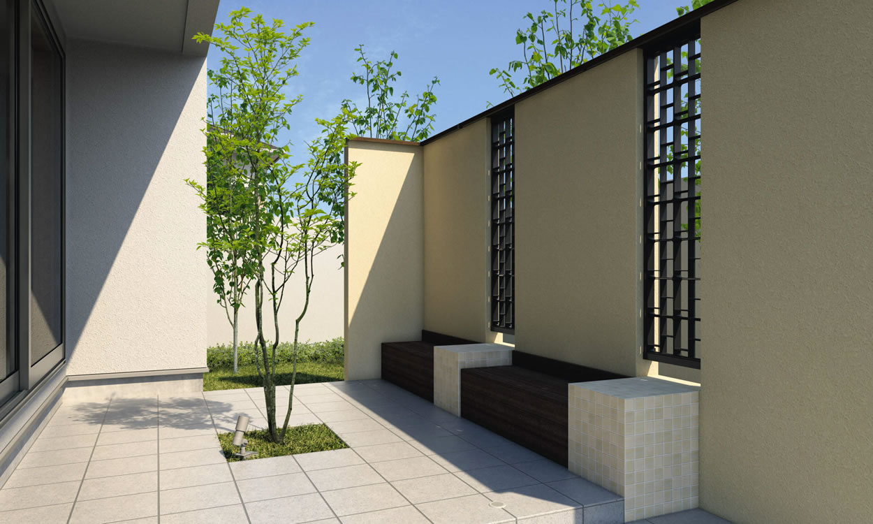 三協アルミ　モダン　おしゃれ　エクステリア　愛知・名古屋の外構専門店パートナーホームのエクステリア　製品一覧　門まわり装飾　フィオーレ　 封鎖的で暗い印象の直線塀に、ブロック笠木とアルミスにより光と風を採り入れ、美しいコントラストを演出します。 笠木：FAC（トラッドオーク・ダークブロンズ）／アルミス：ブラック ブロック笠木＋アルミス ブロック笠木＋アルミス 封鎖的で暗い印象の直線塀に、ブロック笠木とアルミスにより光と風を採り入れ、美しいコントラストを演出します。 笠木：FAC（トラッドオーク・ダークブロンズ）／アルミス：ブラック|パートナーホーム