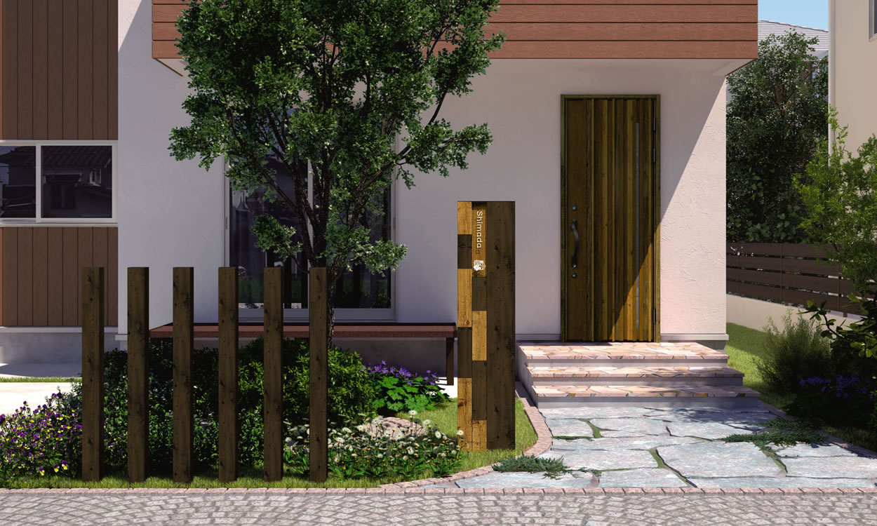 三協アルミ　モダン　おしゃれ　エクステリア　愛知・名古屋の外構専門店パートナーホームのエクステリア　製品一覧　機能ポール セレージュ　 3型　ナチュラルモダンスタイル 3型　ナチュラルモダンスタイル 表札（塗装文字）：〈KPSR3ｰAL：CL〉／使用マーク：S1|パートナーホーム