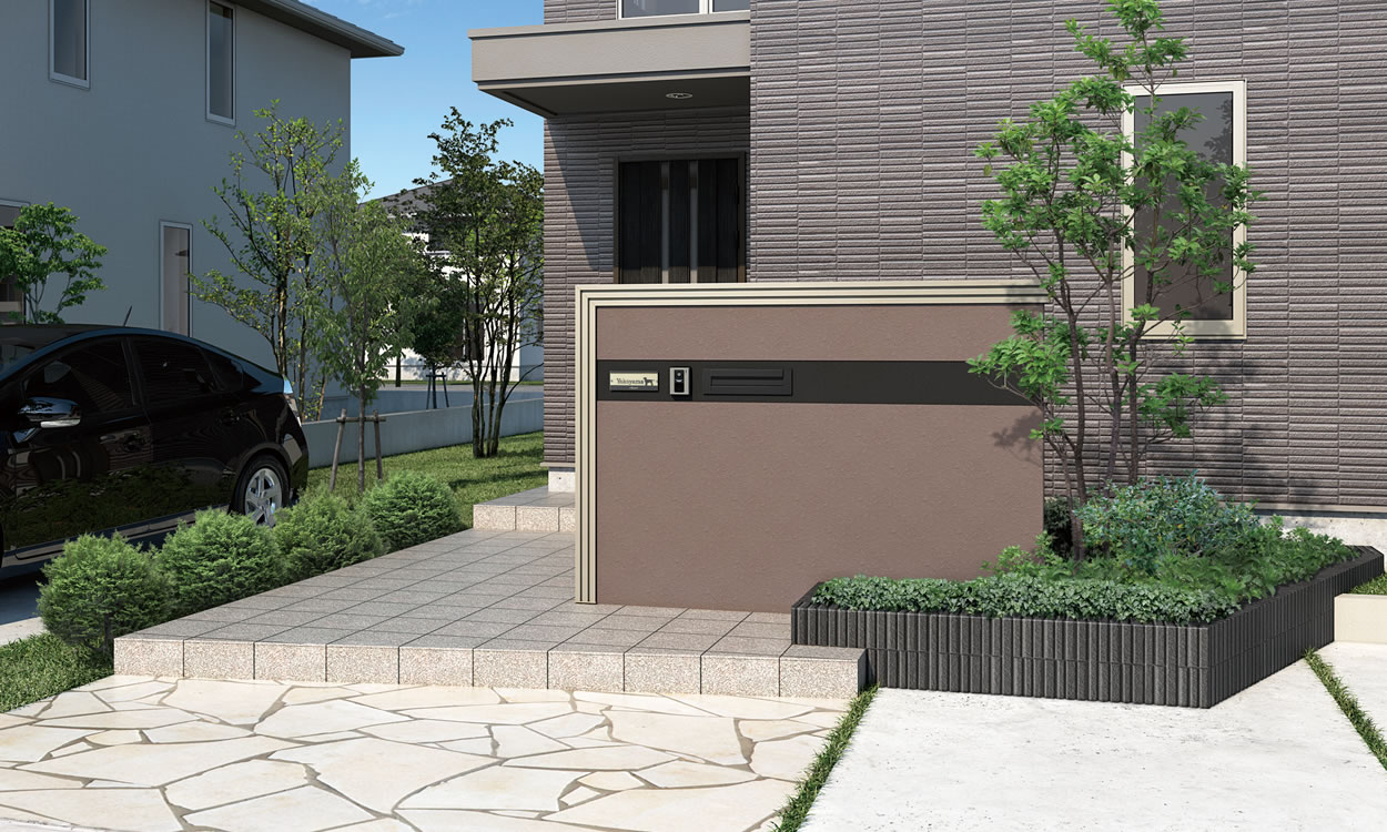 三協アルミ　モダン　おしゃれ　エクステリア　愛知・名古屋の外構専門店パートナーホームのエクステリア　製品一覧　門まわり装飾　フィオーレ　 たて材付きデザイン笠木 たて材付きデザイン笠木 単調なイメージに際立つエッジの効いたストレートライン。モダンイメージがさらにアップします。 アーバングレー|パートナーホーム