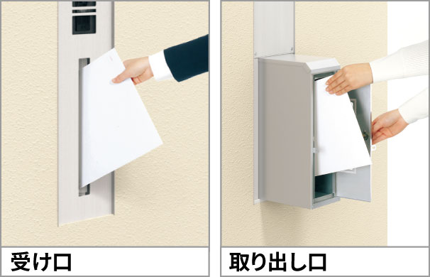 三協アルミ　モダン　おしゃれ　エクステリア　愛知・名古屋の外構専門店パートナーホームのエクステリア　製品一覧　ポスト機能ユニット　ポスト（たて長タイプ） 前入れ後出しで使用できます。また、蓋をあけずに郵便物の確認ができる小窓がついています。 ※メール便には対応できません。|パートナーホーム