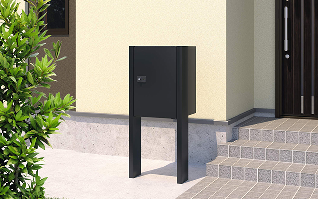 ポール建てタイプ（シングルタイプ） 三協アルミ　モダン　おしゃれ　エクステリア　愛知・名古屋の外構専門店パートナーホームのエクステリア　製品一覧　宅配ボックス フレムスLight（ライト）S型　|パートナーホーム