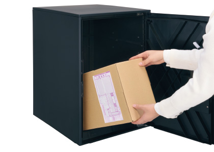 三協アルミ　モダン　おしゃれ　エクステリア　愛知・名古屋の外構専門店パートナーホームのエクステリア　製品一覧　宅配ボックス　フレムスLight（ライト）P型　機械式なので、電源（電気・電池）が不要です。|パートナーホーム