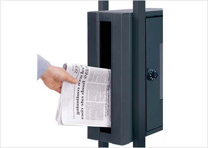 受け口 前入れ横出しで使用できます。　三協アルミ　モダン　おしゃれ　エクステリア　愛知・名古屋の外構専門店パートナーホームのエクステリア　製品一覧　ポスト　KA型　STS-2N型　|パートナーホーム