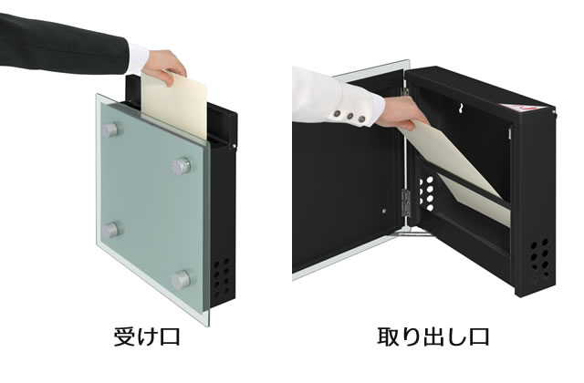 上入れ前出しタイプ 上入れ前出しタイプのため、限られた敷地への設置に適しています。 三協アルミ　モダン　おしゃれ　エクステリア　愛知・名古屋の外構専門店パートナーホームのエクステリア　製品一覧　ポスト　SWM型　|パートナーホーム