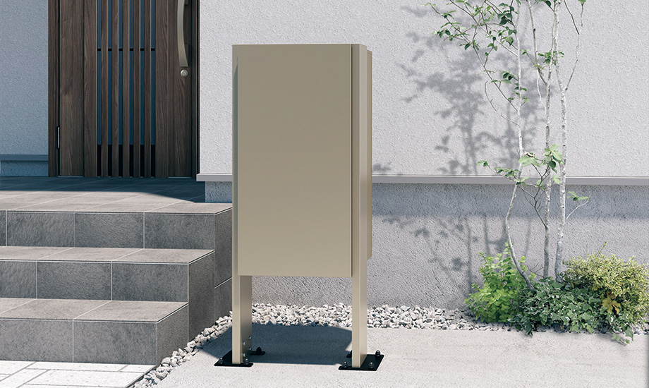 三協アルミ　モダン　おしゃれ　エクステリア　愛知・名古屋の外構専門店パートナーホームのエクステリア　製品一覧　宅配ポスト　フレムスBasic　ポールベースプレートタイプ|パートナーホーム