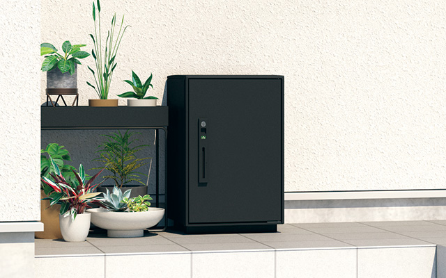 三協アルミ　モダン　おしゃれ　エクステリア　愛知・名古屋の外構専門店パートナーホームのエクステリア　製品一覧　宅配ボックス　フレムスLight（ライト）P型　据え置きタイプ|パートナーホーム