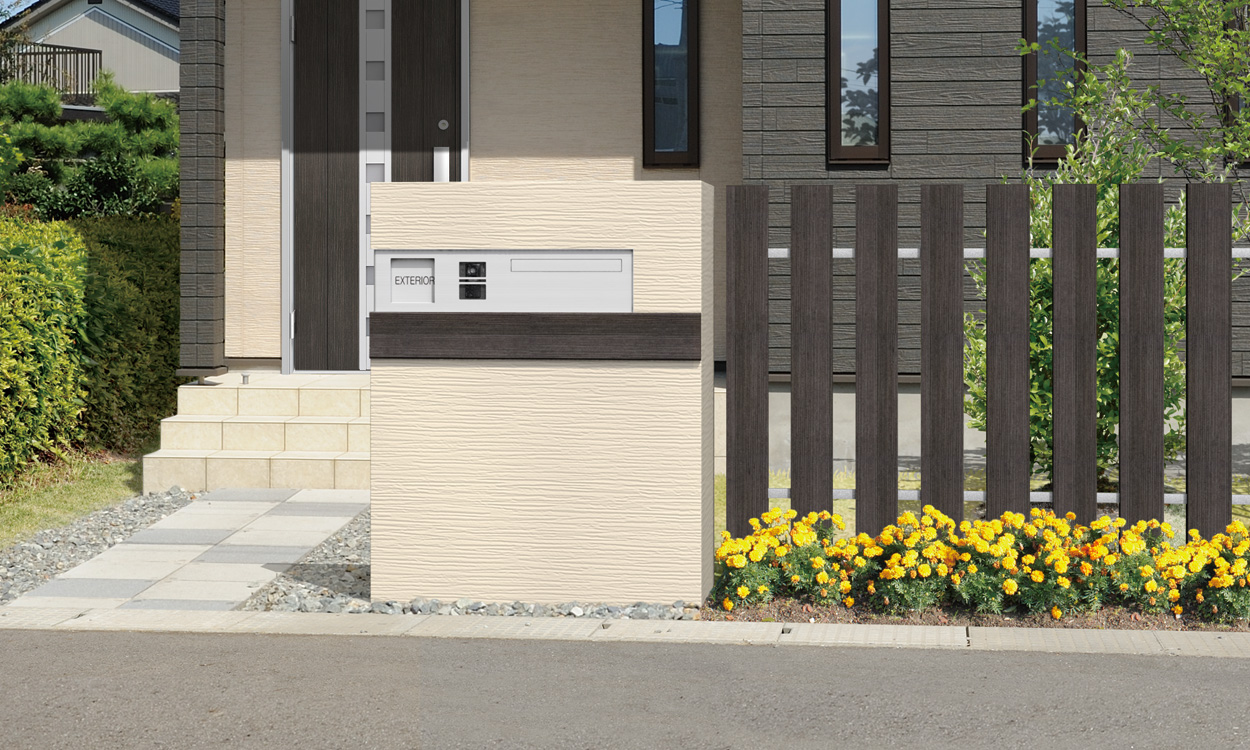 三協アルミ　モダン　おしゃれ　エクステリア　愛知・名古屋の外構専門店パートナーホームのエクステリア　製品一覧　ポスト機能ユニット　SKU-1型（横長タイプ） サンシルバー／フィオーレ：アルミ格子装飾材|パートナーホーム