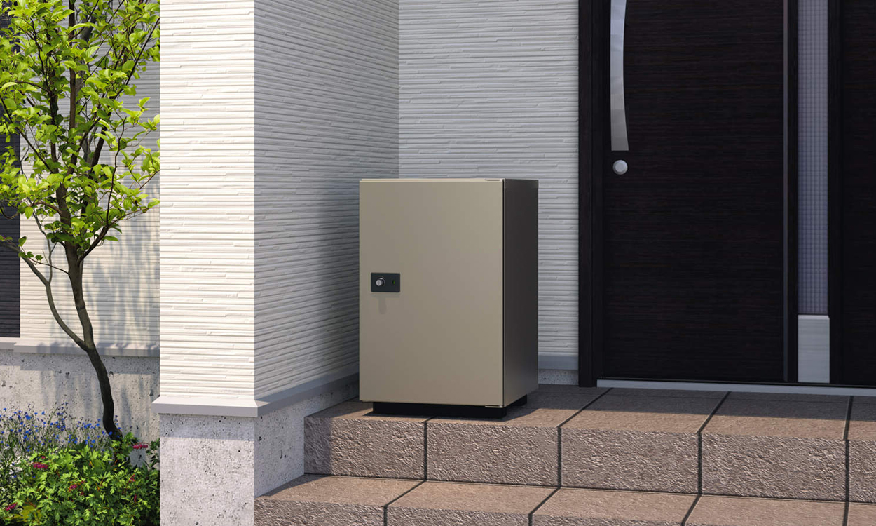 三協アルミ　モダン　おしゃれ　エクステリア　愛知・名古屋の外構専門店パートナーホームのエクステリア　製品一覧　宅配ボックス フレムスLight（ライト）S型　据え置きタイプ アーバングレー（UC）／宅配ボックス：ミドルタイプ|パートナーホーム