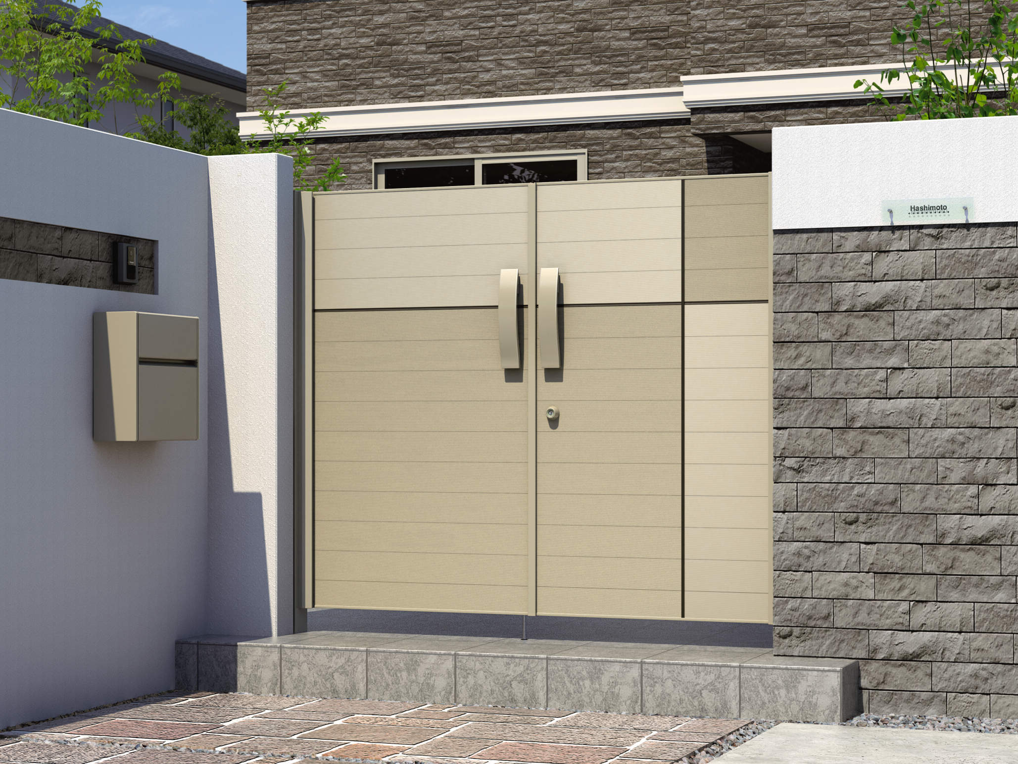 1型 アーバングレー／A＋B／0814／すき間ガード（吊元側）　三協アルミ　門扉　モダン　おしゃれ　エクステリア　愛知・名古屋の外構専門店パートナーホームのエクステリア　製品一覧　形材門扉　リフレア　1型　|パートナーホーム