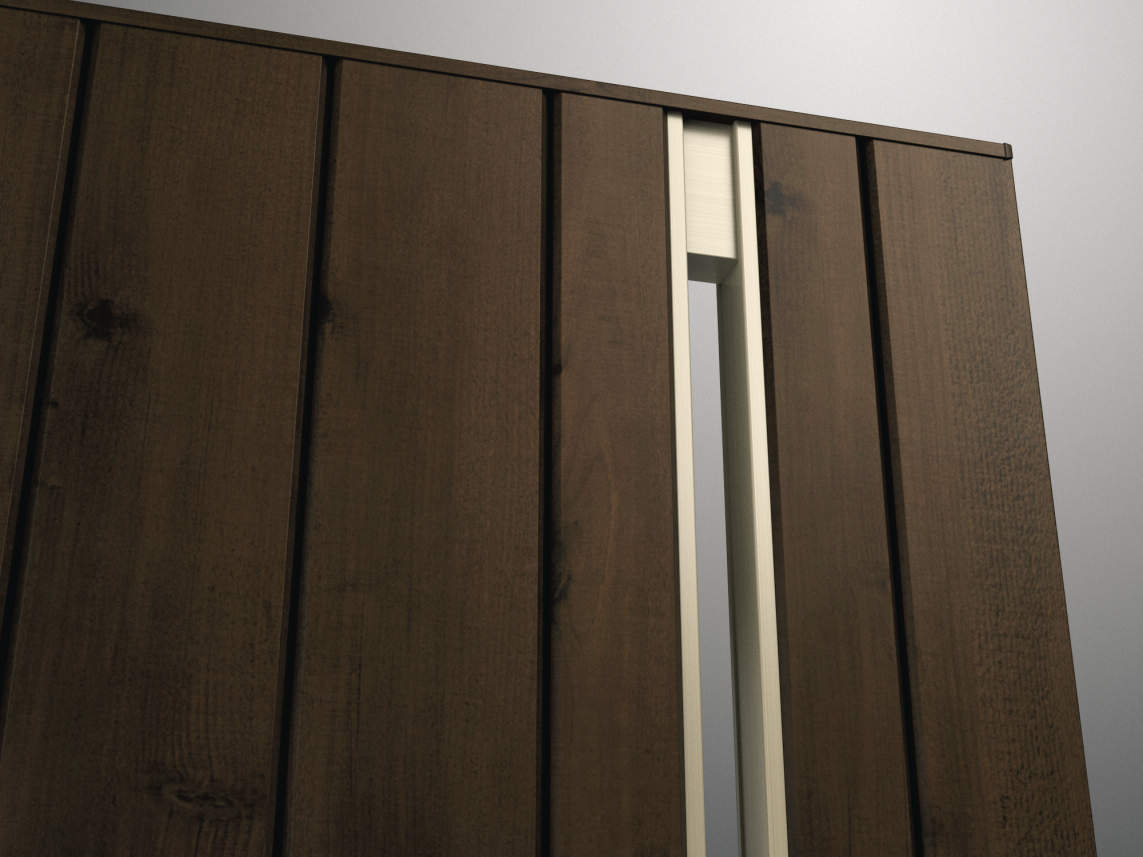 三協アルミ　門扉　モダン　おしゃれ　エクステリア　愛知・名古屋の外構専門店パートナーホームのエクステリア　製品一覧　形材門扉　フレイナ　SD型 木調パネル＋スリットのスタイリッシュデザイン。|パートナーホーム