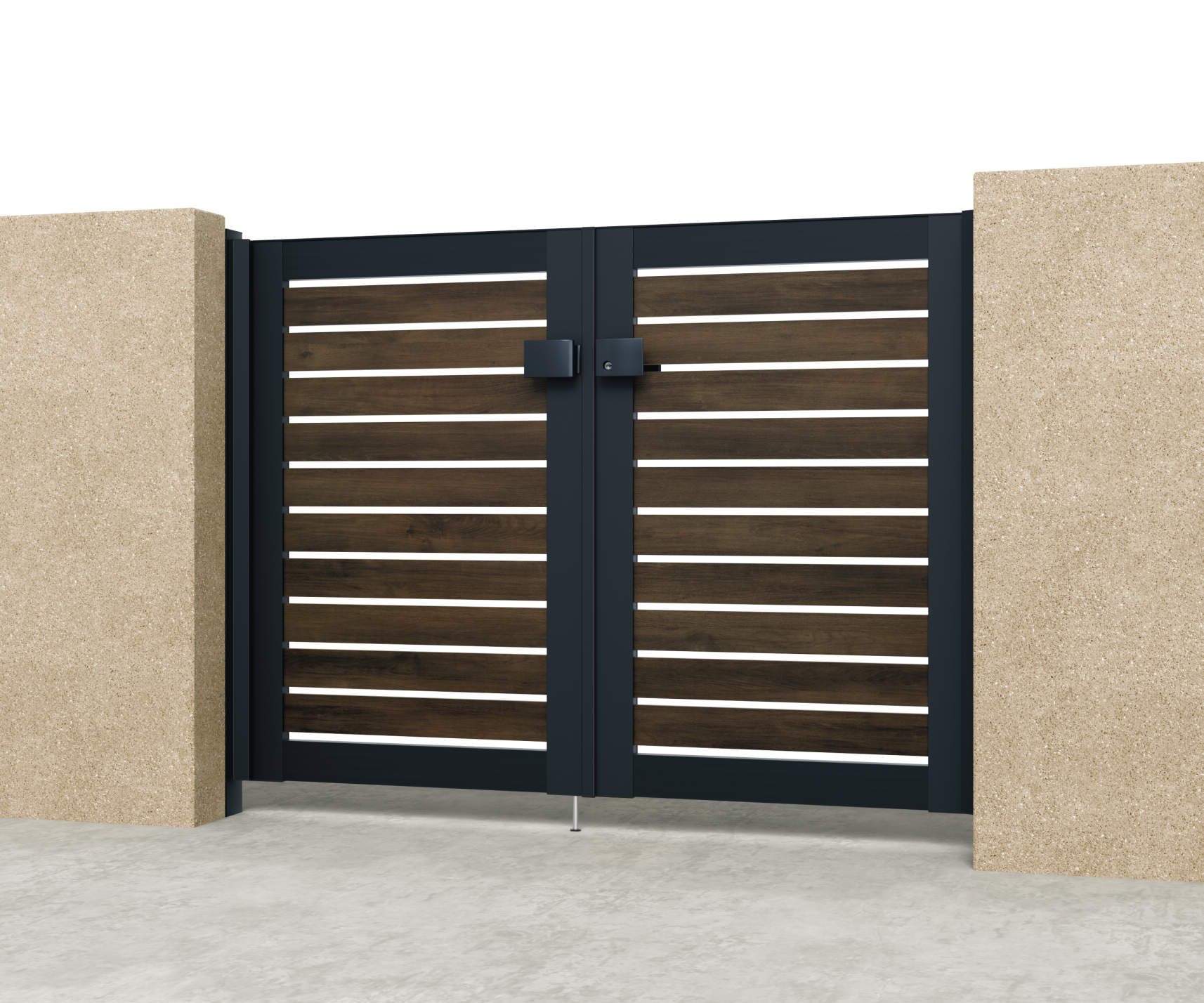 Y3型　三協アルミ　門扉　モダン　おしゃれ　エクステリア　愛知・名古屋の外構専門店パートナーホームのエクステリア　製品一覧　シャトレナⅡ　トラッドオーク・ブラック（FAK）|パートナーホーム