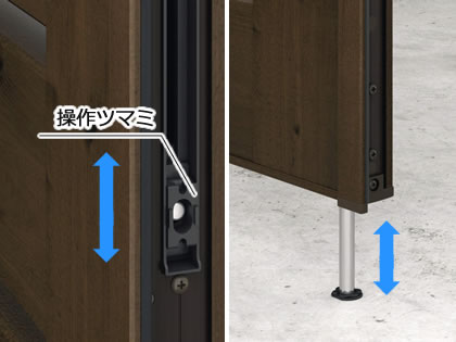 三協アルミ　門扉　モダン　おしゃれ　エクステリア　愛知・名古屋の外構専門店パートナーホームのエクステリア　製品一覧　形材門扉　フレイナ　オートロック落し棒・落し受け・落し棒ハンドル 外部から落し棒を持ち上げることができないロック機能付きです。落し受けはメンテナンスがしやすいように取りはずしできます。なお、落し棒の操作は手動です。H＝1600サイズは、両開き納まりの場合、開き勝手側の扉を閉めた際も落し棒が使用できるよう落し棒ハンドルを標準装備しています。 ●H=1600サイズの場合、強風時や夜間などの門扉の開閉不要時は、開き勝手側の落し棒も使用してください。|パートナーホーム